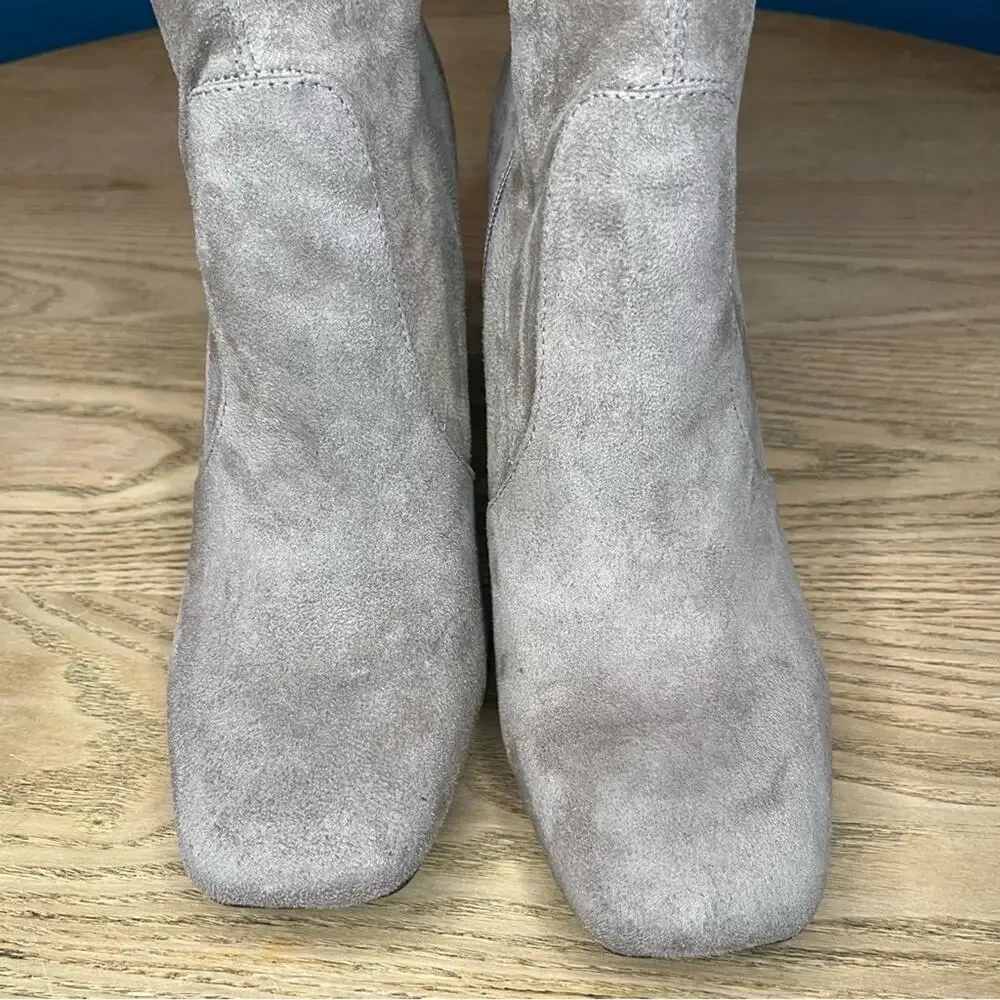 Unisa Quesia Over The Knee Square Toe Block Heel Boots Taupe Women’s Size 9